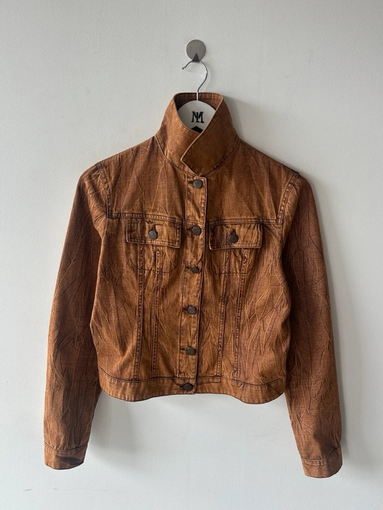 KENZO  - 1980s DENIM JACKET WITH CRINKLED EFFECT WASH