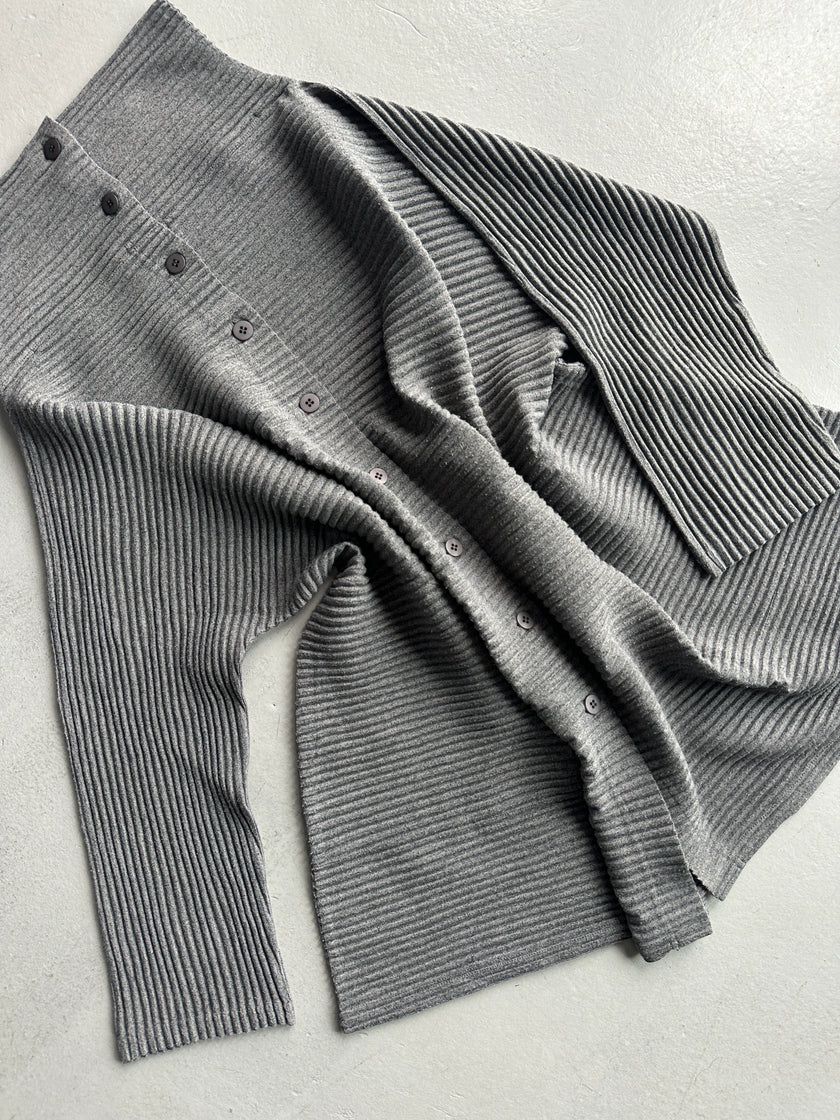 ISSEY MIYAKE - 2000s FUNNEL NECK PLEATED CARDIGAN