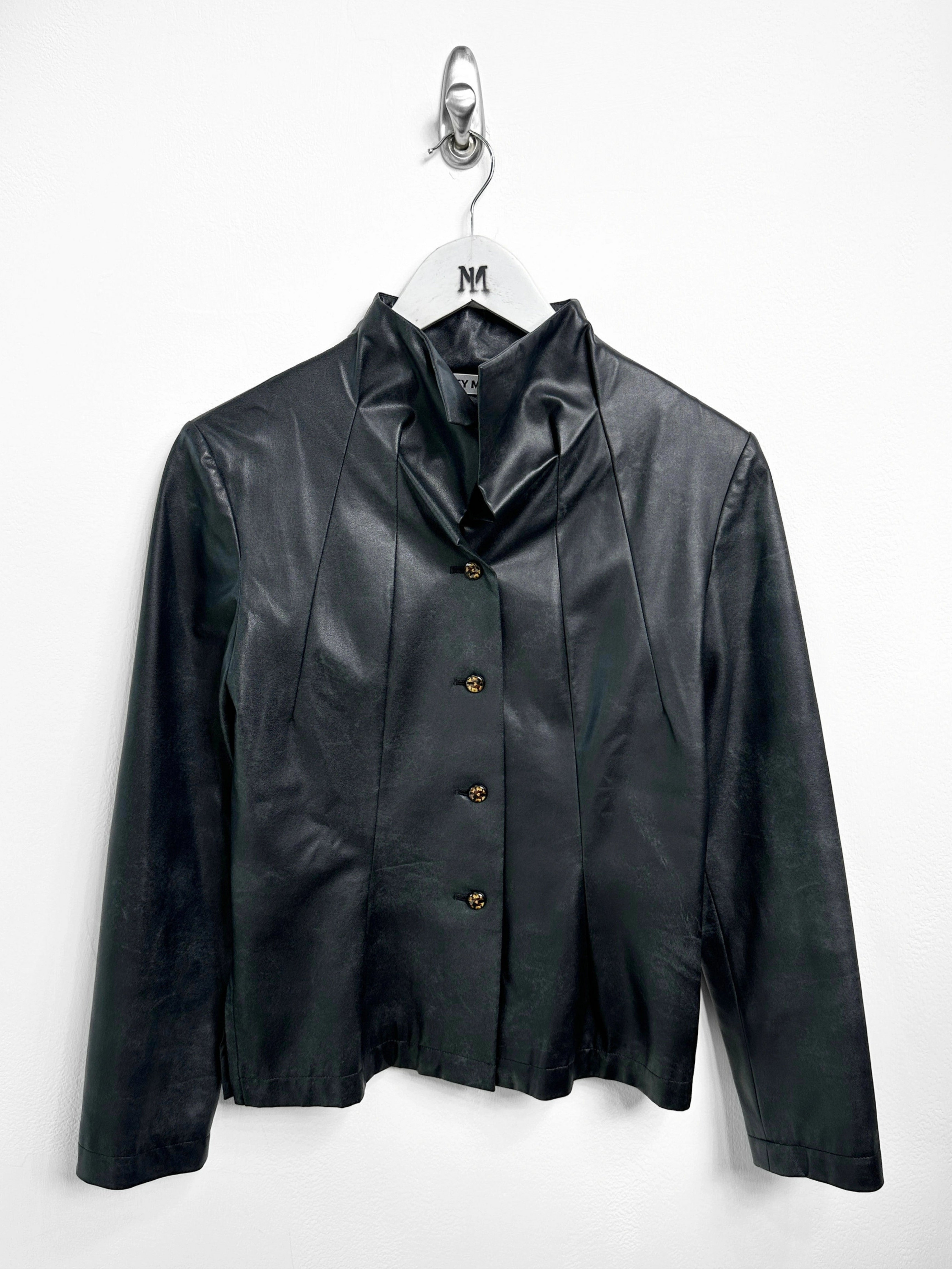 ISSEY MIYAKE - S/S 2006 FAUX LEATHER JACKET WITH SCULPTURAL NECK