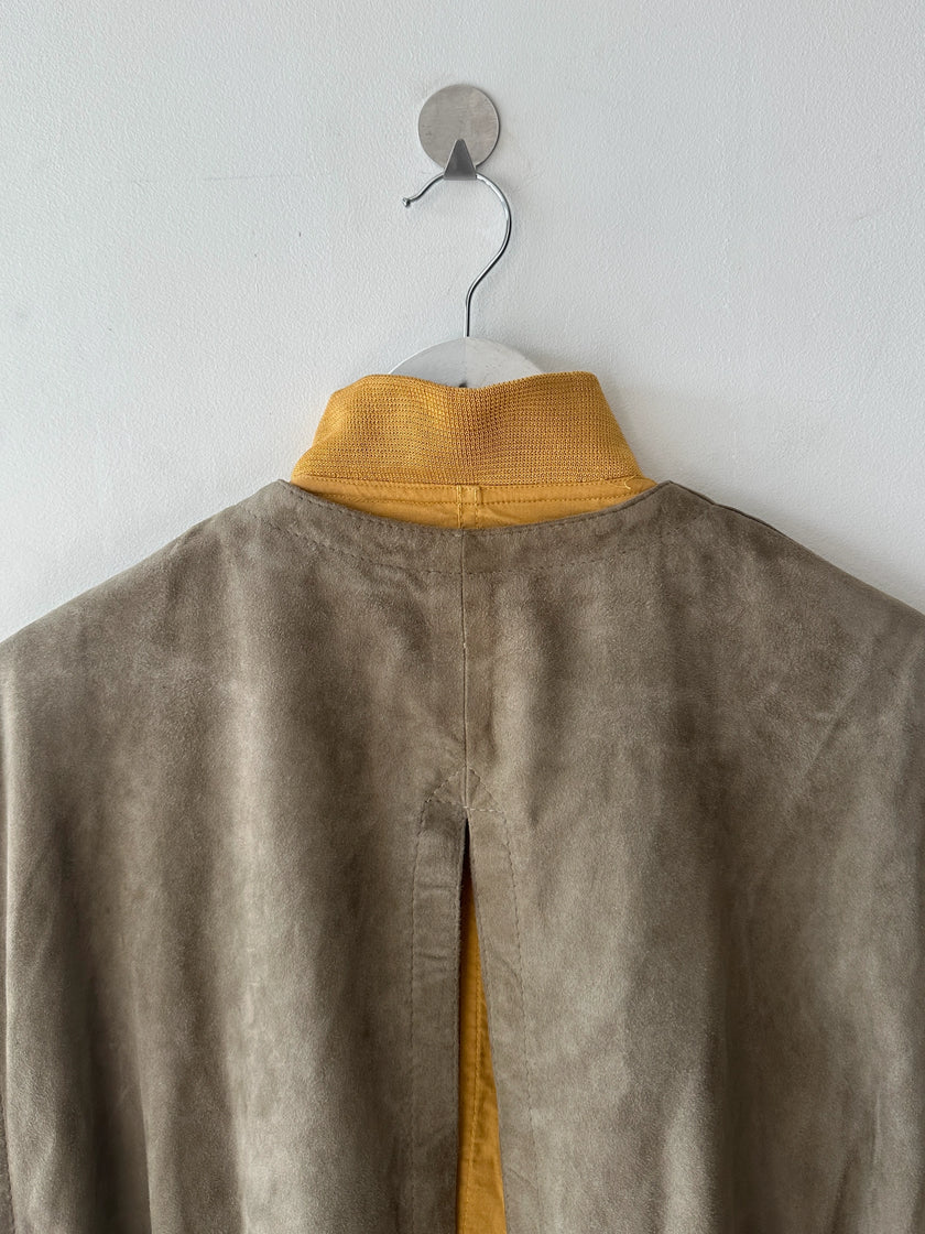 ITALIAN LABEL - 1980s LAYERED SUEDE JACKET WITH BELTED WAIST