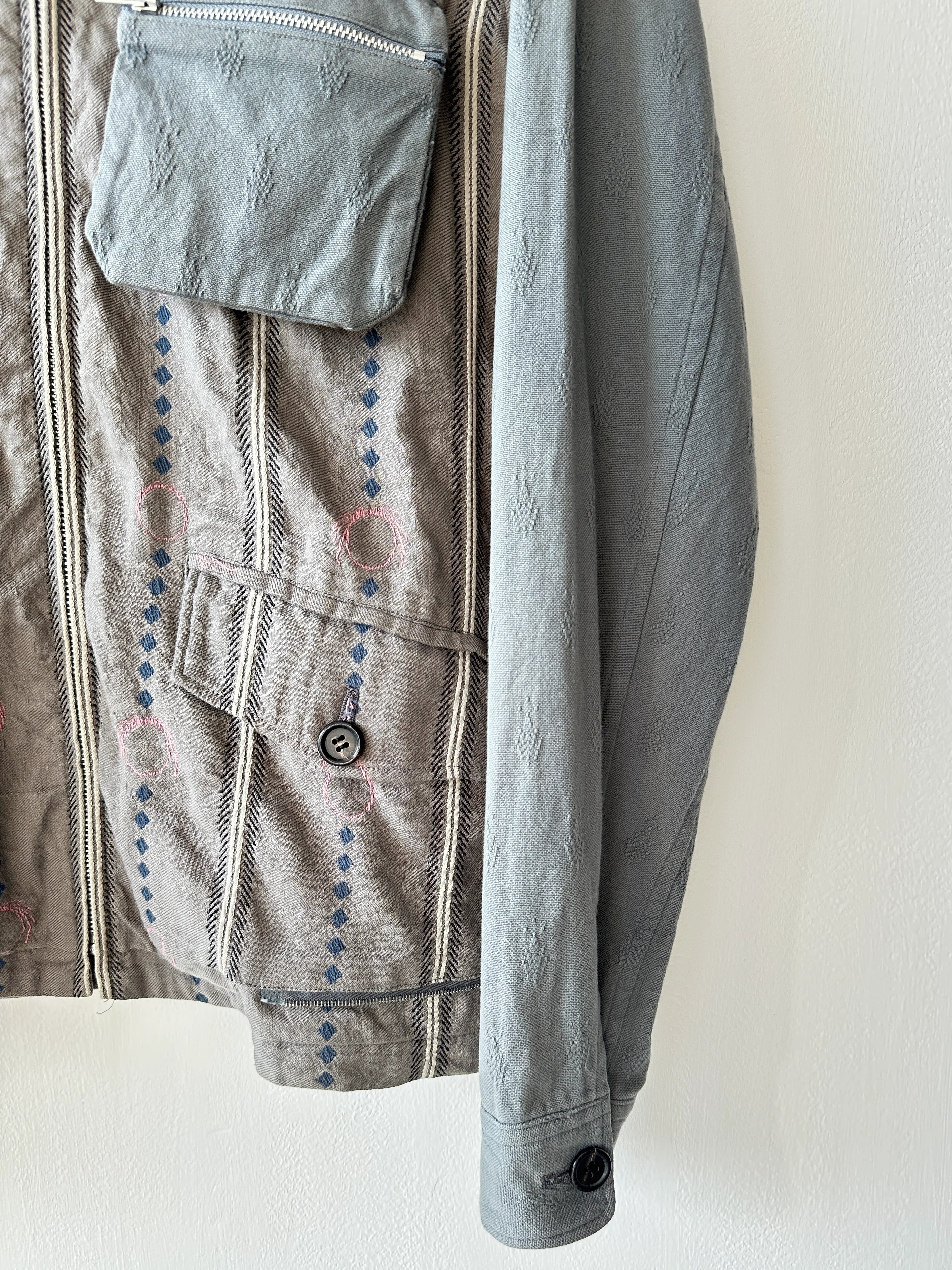 UNDERCOVERISM - early 2000s LINEN JACKET WITH CONTRASTING SLEEVE