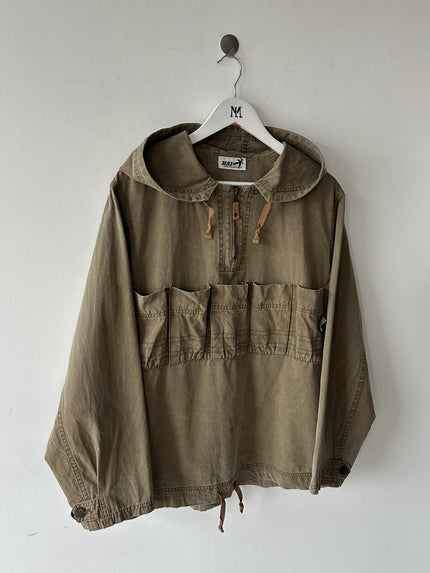 ISSEY MIYAKE HAI - 1980s COTTON HOODIE WITH FRONT POCKETS