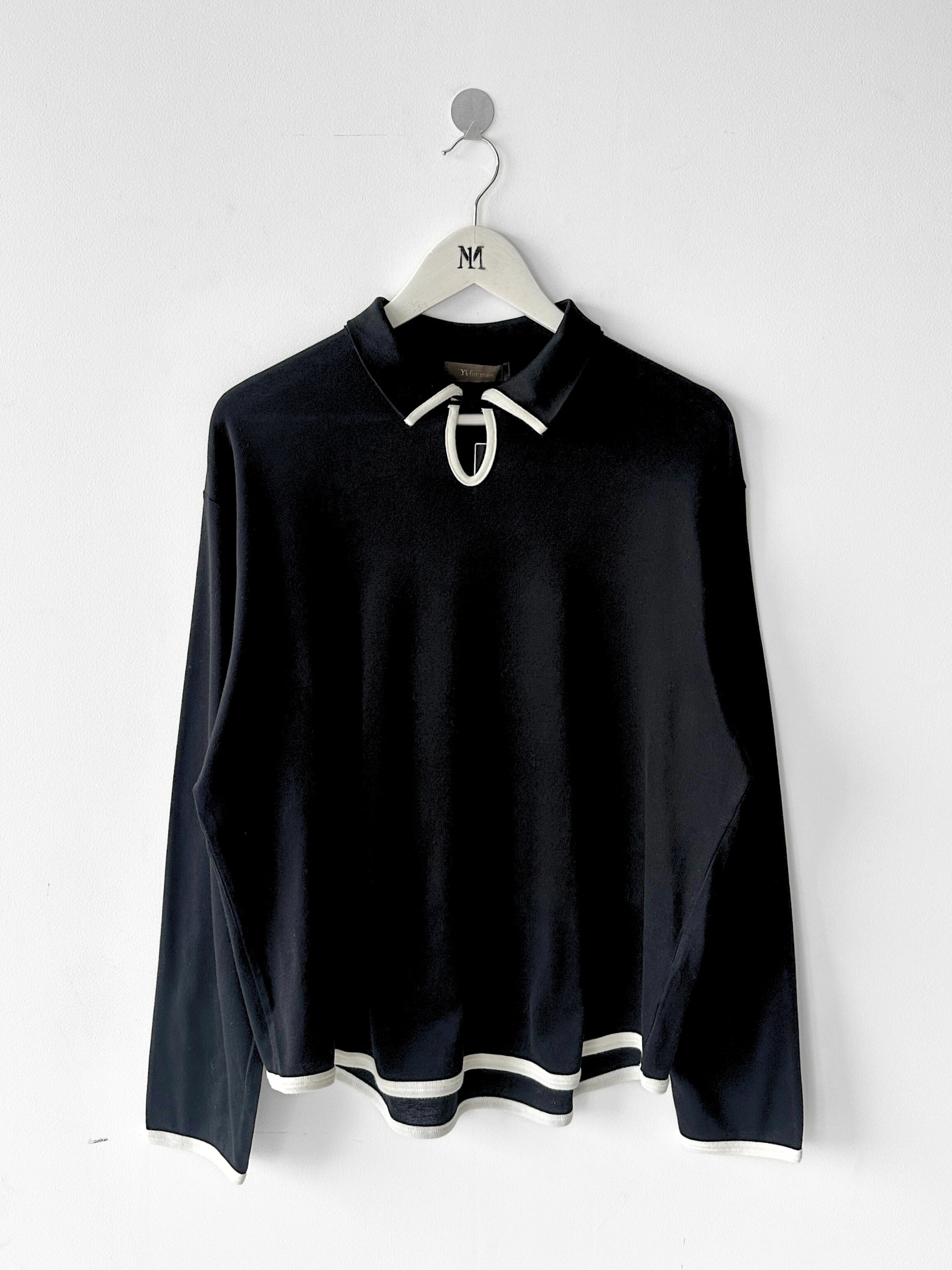 YOHJI YAMAMOTO Y'S - early 1990s LONG SLEEVE TOP WITH BUTTON DETAIL AT COLLAR