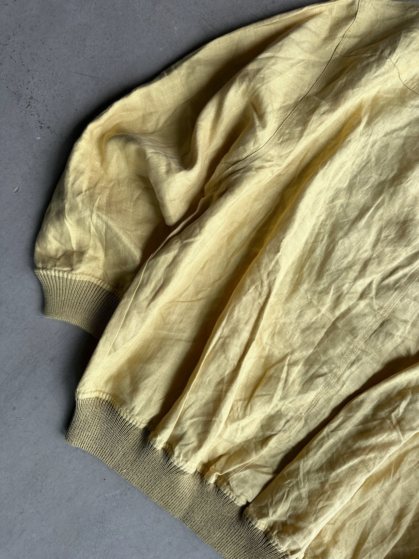 1980s LINEN CARDIGAN WITH KNITTED FRONT