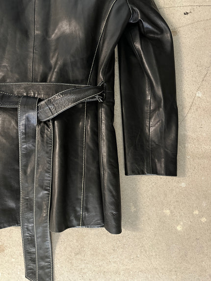 1990s LEATHER JACKET WITH BELT