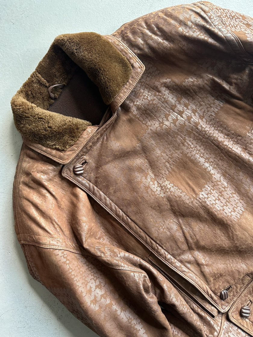 GIANNI VERSACE - 1980s LEATHER BOMBER JACKET WITH SHEARLING FUR