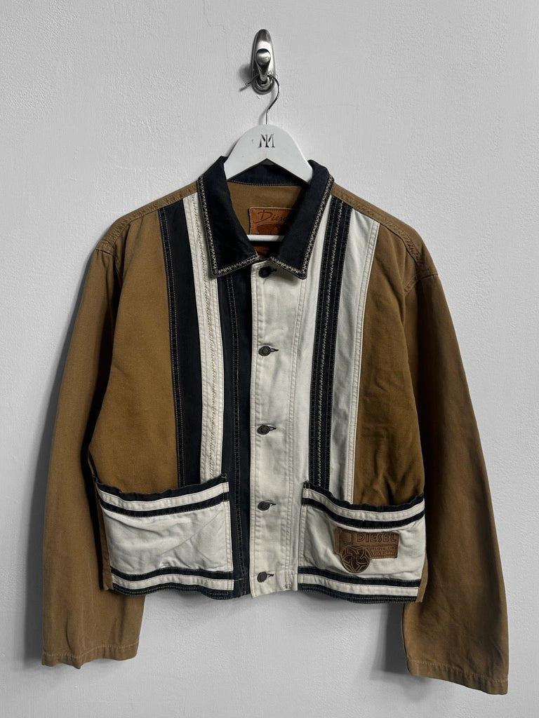 DIESEL - early 2000s CROP FIT JACKET WITH CONTRASTING STITCHING DETAILS