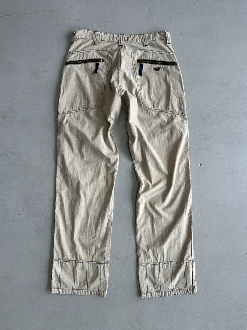 ARMANI JEANS - 1990s CONTRAST STITCHING REGULAR FIT TROUSERS