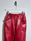 CERRUTI - 1980s CROPPED LEATHER TROUSERS WITH ANKLE TIE DETAILS