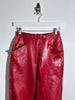 CERRUTI - 1980s CROPPED LEATHER TROUSERS WITH ANKLE TIE DETAILS