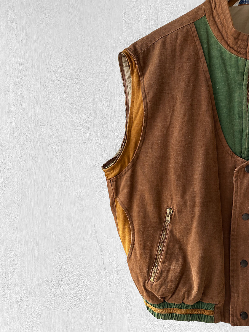 SPANISH LABEL 1980s 2 in 1 BOMBER JACKET WITH ZIP OFF SLEEVE