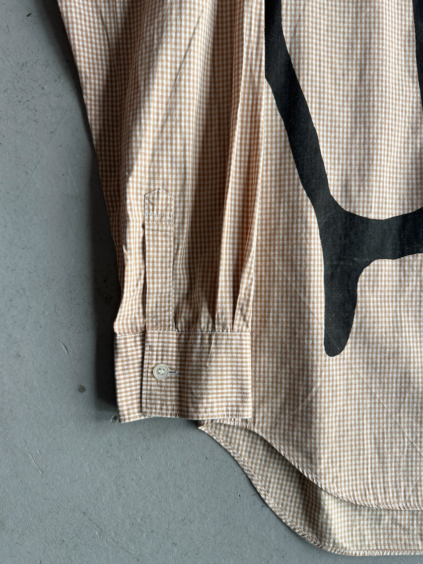 COMME DES GARÇONS SHIRT - F/W 2013 MICRO CHECK PATTERN SHIRT WITH OVERSIZED GRAPHIC AT FRONT