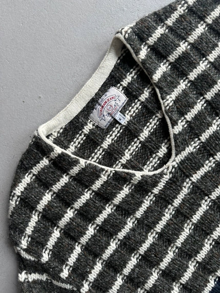 ARMANI JEANS - 1990s CHUNKY KNIT JUMPER WITH LOGO EMBROIDERED FRONT