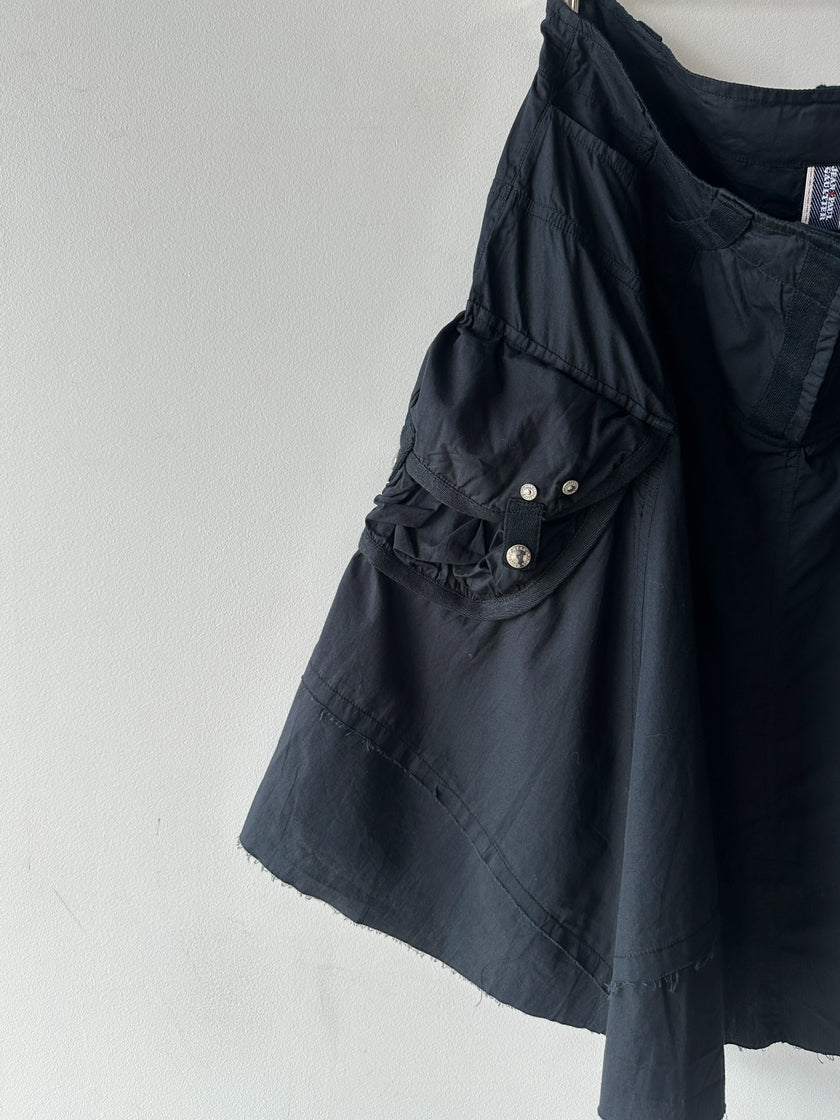 JEAN PAUL GAULTIER - 2000s PANELED SKIRT WITH FRAYED HEM DETAILS
