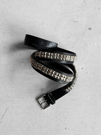ITALIAN LABEL 2000s LEATHER BELT WITH PYRAMID STUDS