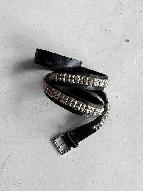 ITALIAN LABEL 2000s LEATHER BELT WITH PYRAMID STUDS