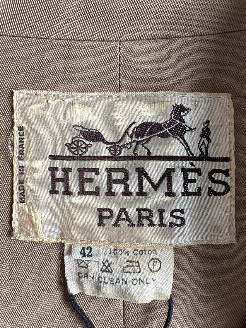 HERMÈS - 1970s MANDARIN COLLAR TRENCH COAT