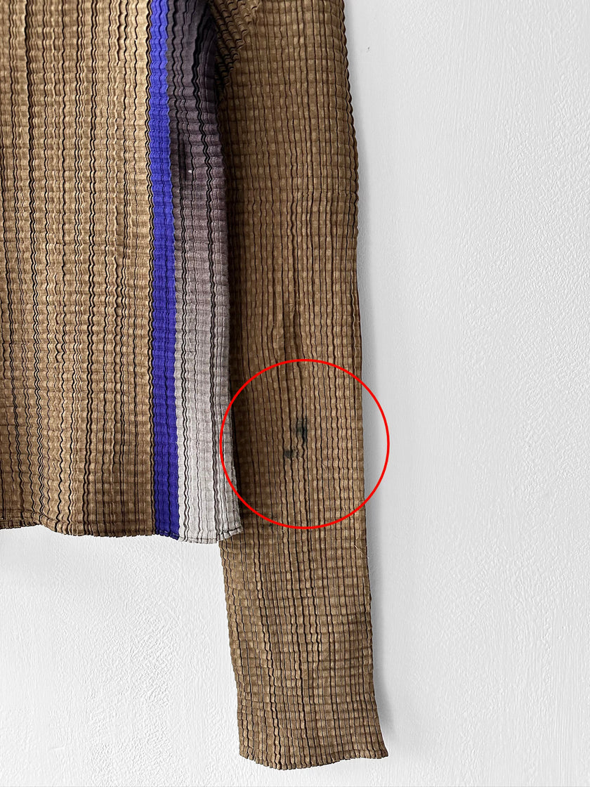 ISSEY MIYAKE - early 1990s PLEATED LONG SLEEVE TOP WITH COLOUR BLOCK SLEEVE