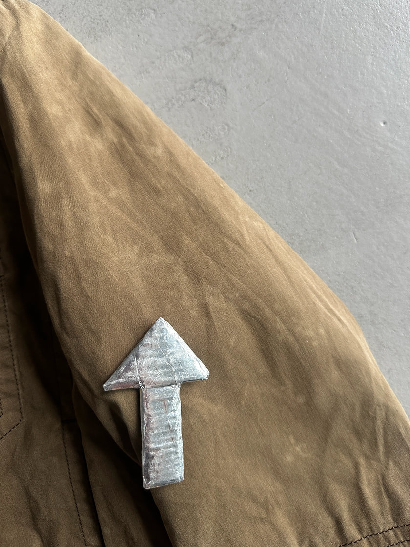 DSQUARED2 - F/W 2002 HOMELESS COLLECTION LAYERED DENIM SLEEVE JACKET WITH LEATHER DETAILS