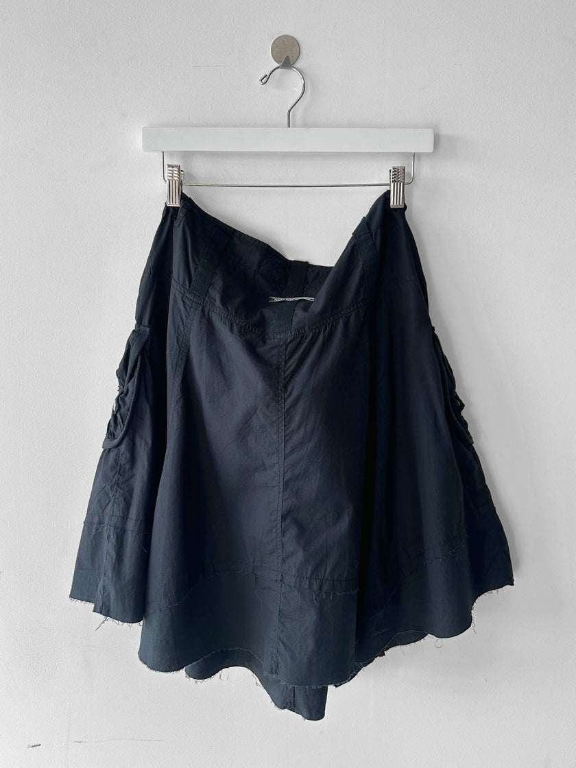 JEAN PAUL GAULTIER - 2000s PANELED SKIRT WITH FRAYED HEM DETAILS