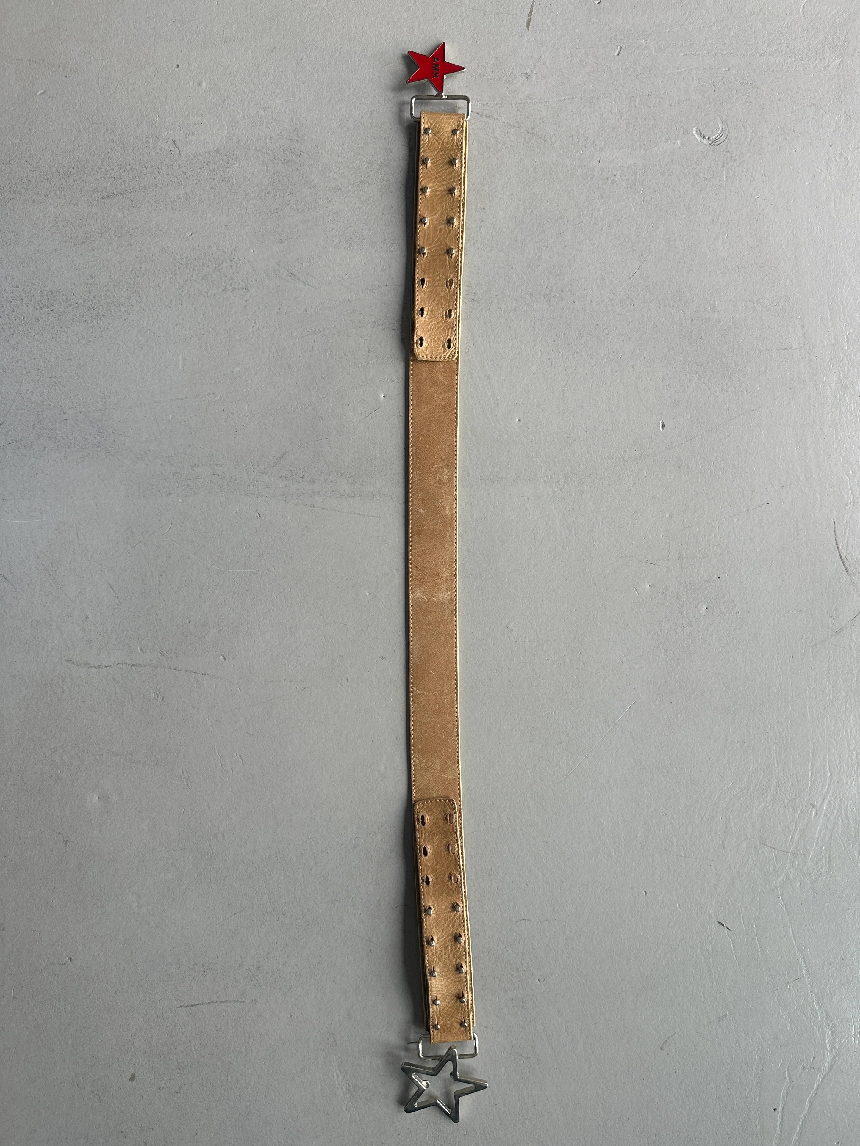ANDREW MACKENZIE - 2000s STAR BUCKLE LOGO LEATHER BELT