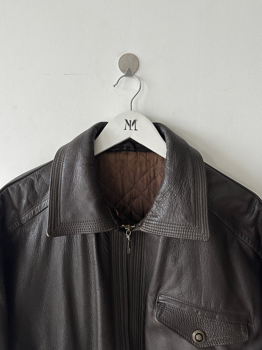VERSACE - 1990S LEATHER BOMBER JACKET