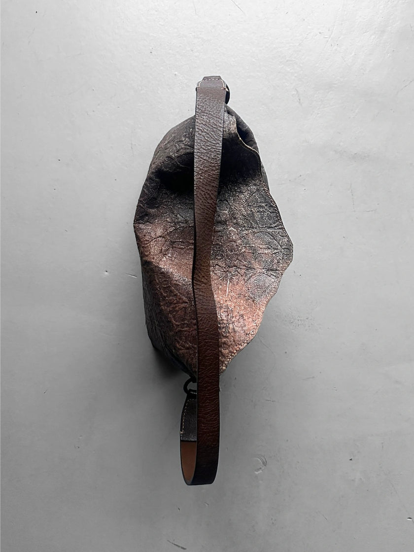 ROBERTO CAVALLI  - early 2000s EMBOSSED LEATHER SLOUCHY SHOULDER BAG