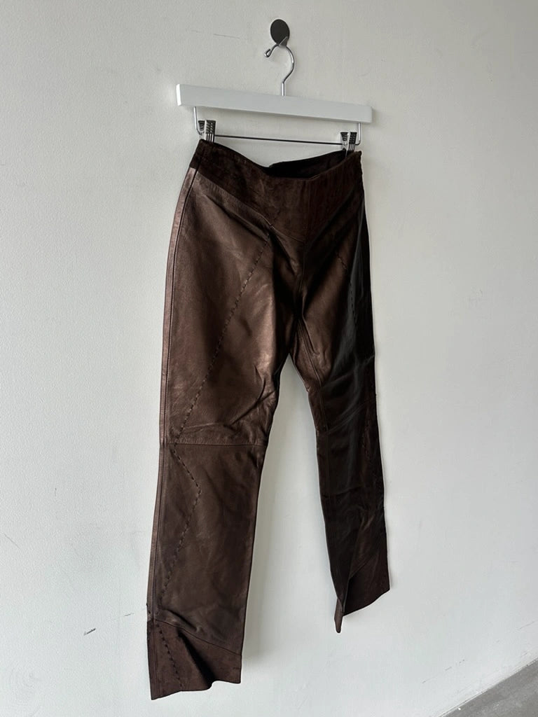 GIANFRANCO FERRÉ - early 2000s METALLIC LEATHER AND SUEDE TROUSERS