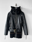 JAPANESE LABEL - late 1990s LEATHER JACKET WITH KNITTED HEM AND ZIP AT BACK
