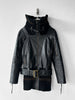 JAPANESE LABEL - late 1990s LEATHER JACKET WITH KNITTED HEM AND ZIP AT BACK