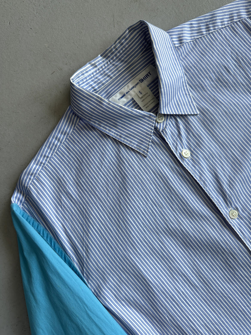 COMME DES GARÇONS - 1990s CONTRASTING SLEEVE PINSTRIPED SHIRT