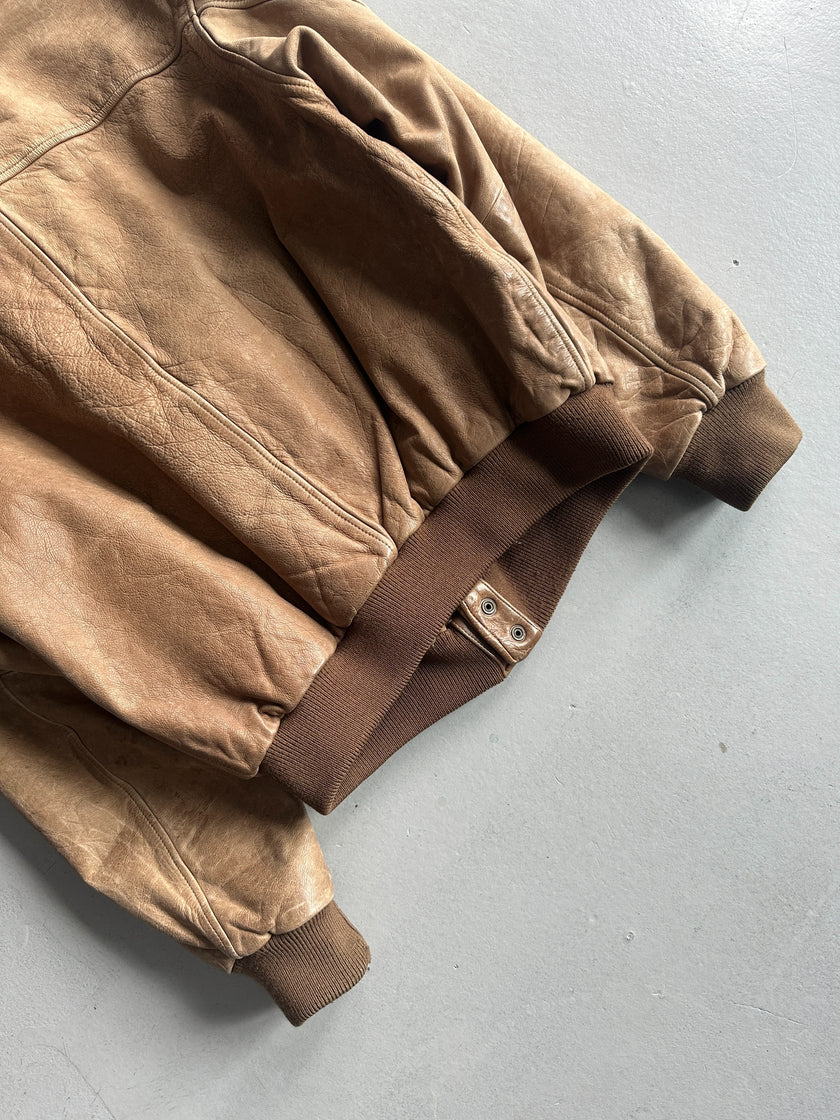 EMPORIO ARMANI - 1980s LEATHER BOMBER JACKET