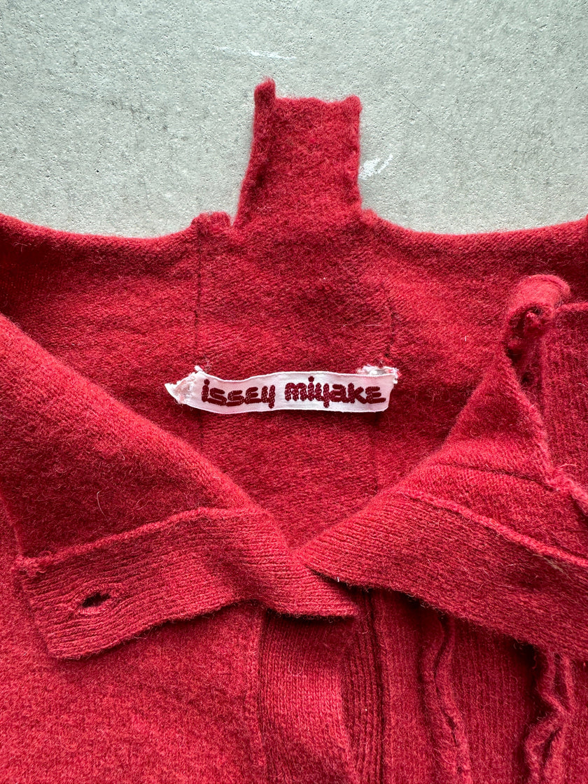 ISSEY MIYAKE - 1970S KNITTED CARDIGAN WITH ASYMMETRICAL POCKET