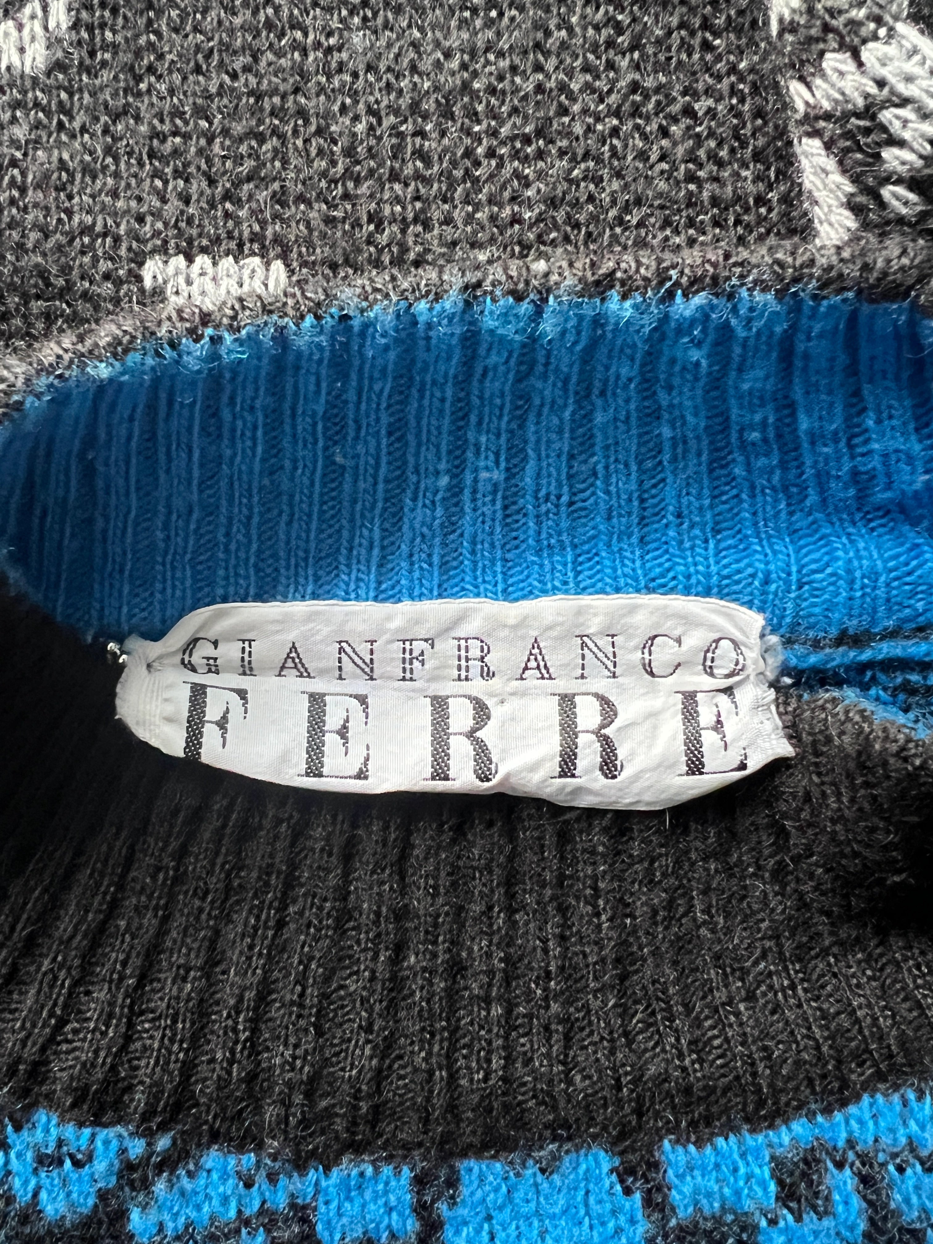 GIANFRANCO FERRÉ - 1980s JACQUARD PRINT KNIT JUMPER