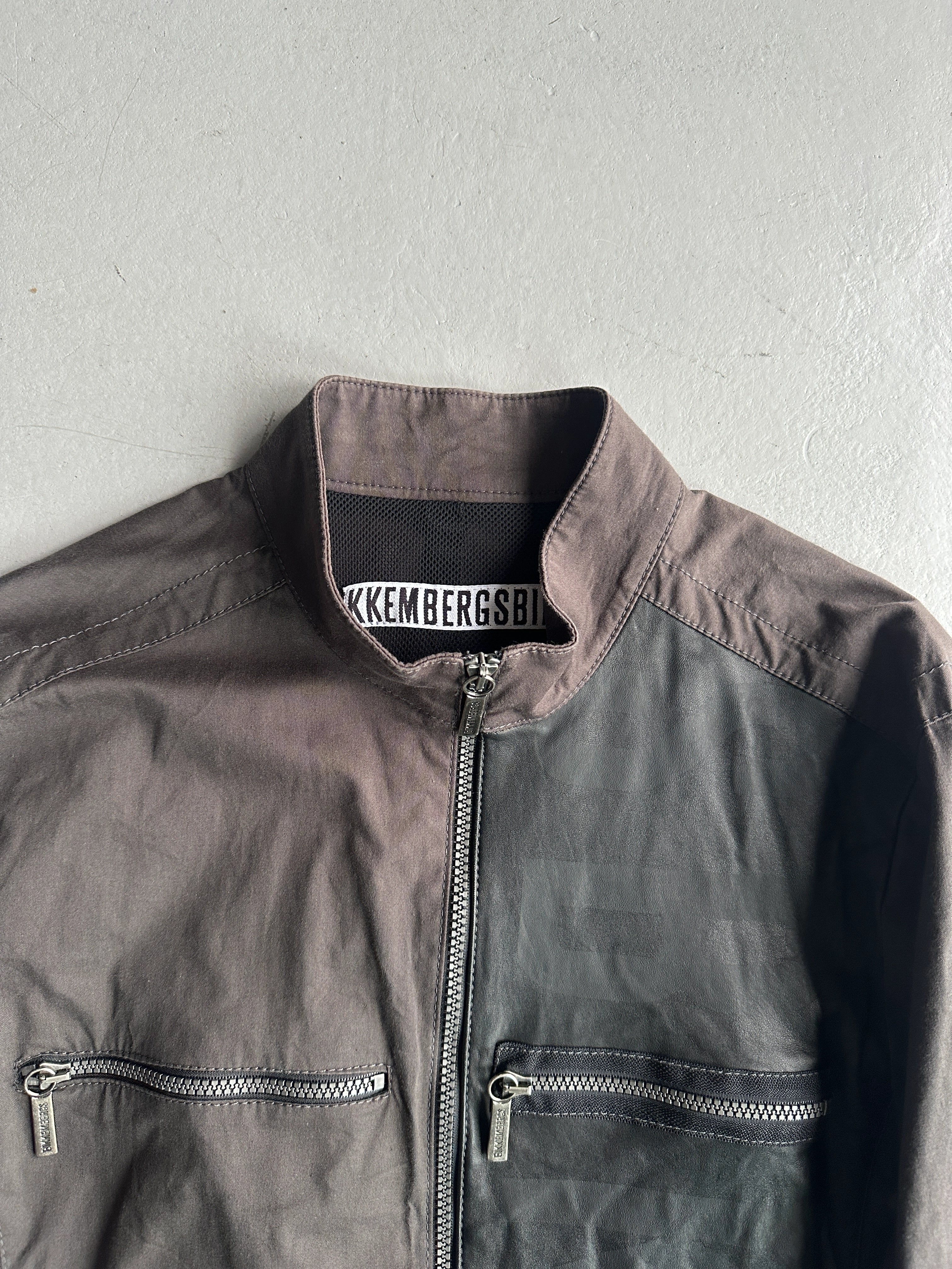 BIKKEMBERGS - 2000s LIGHT JACKET WITH LEATHER PANEL AT FRONT