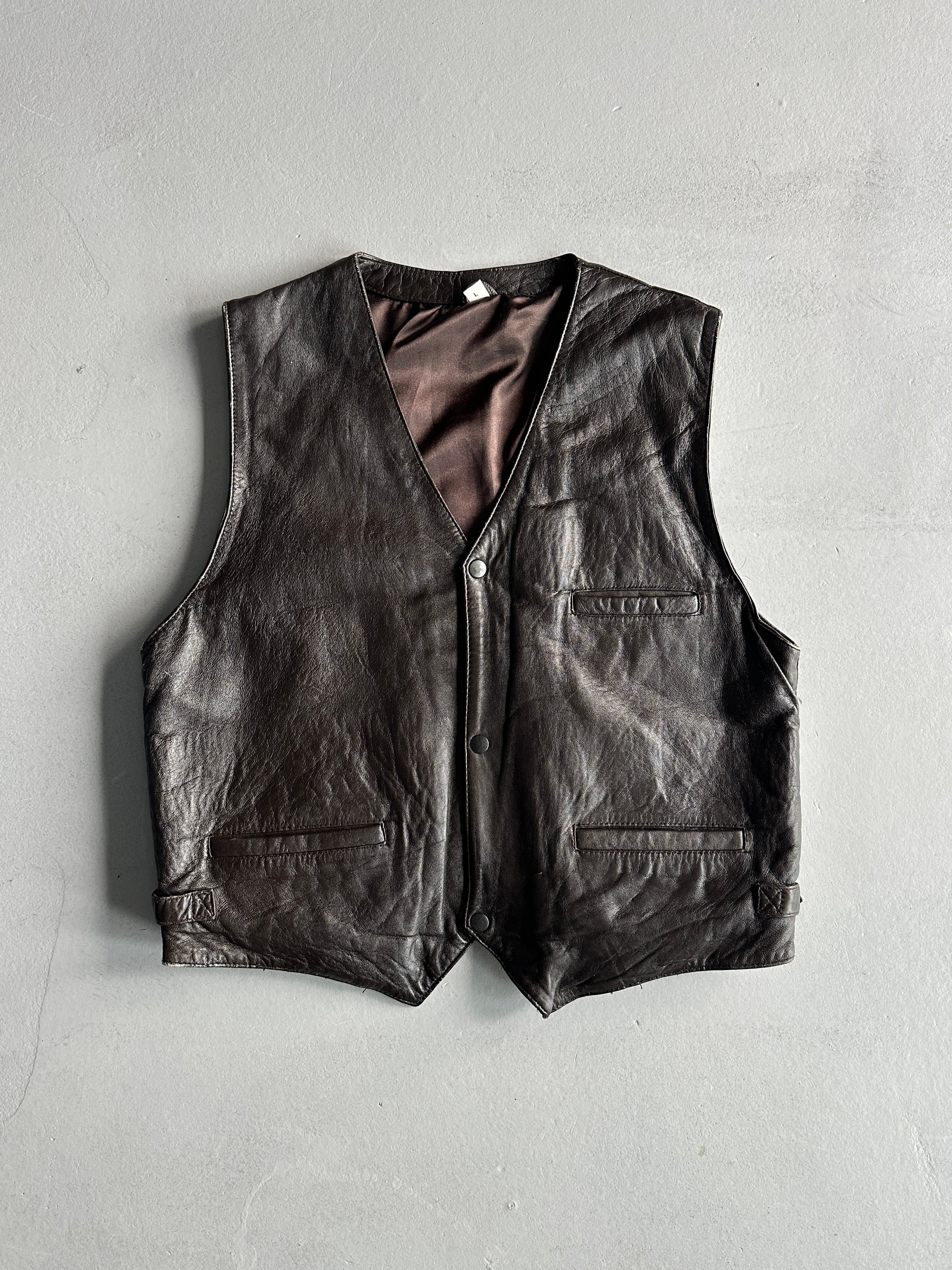 1980s LEATHER WAISTCOAT