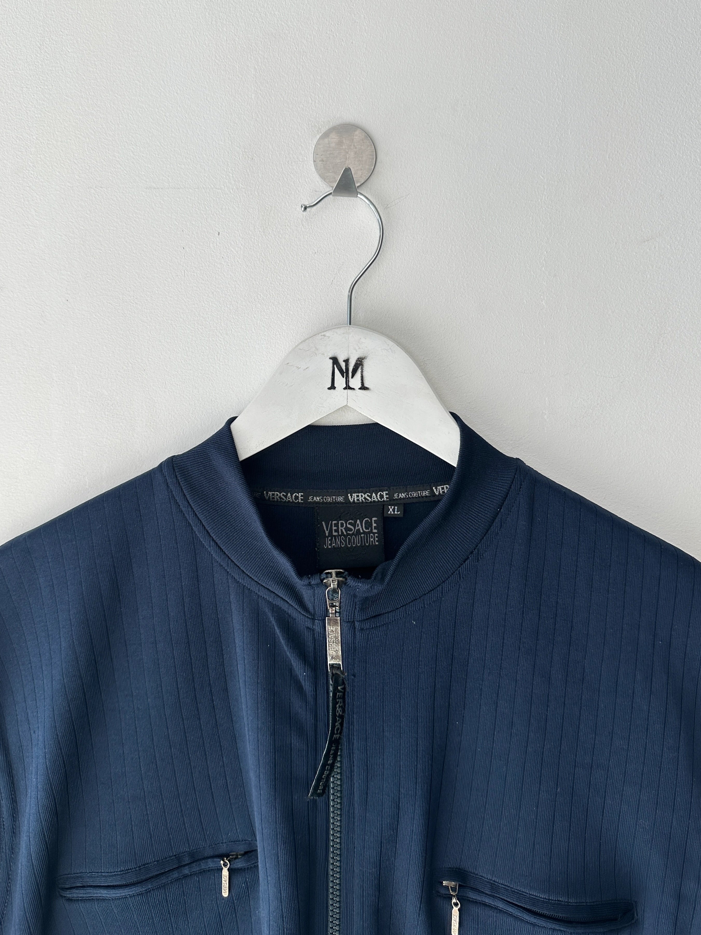 VERSACE - early 2000s ZIP UP SHORT SLEEVE TOP
