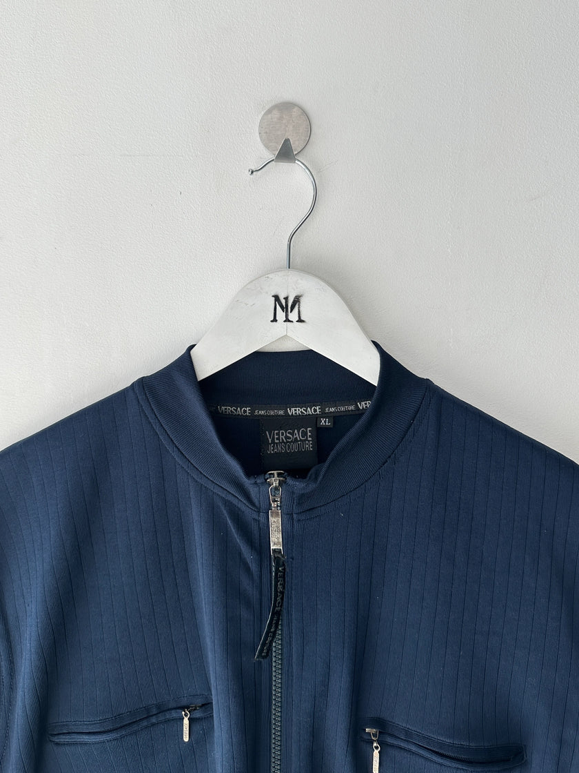 VERSACE - early 2000s ZIP UP SHORT SLEEVE TOP