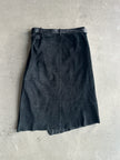 1990s ASYMMETRICAL FRONT BELTED SUEDE SKIRT