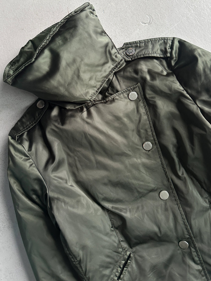 EMPORIO ARMANI - early 2000s ASYMMETRICAL FRONT CLOSURE FUNNEL NECK JACKET