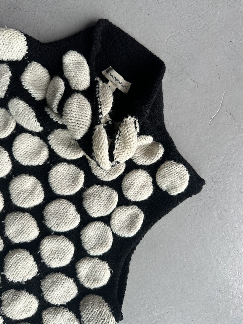 EMPORIO ARMANI - F/W 2002 BUBBLE FRONT HIGH NECK VEST KNIT TOP