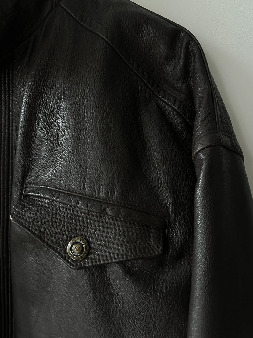 VERSACE - 1990S LEATHER BOMBER JACKET
