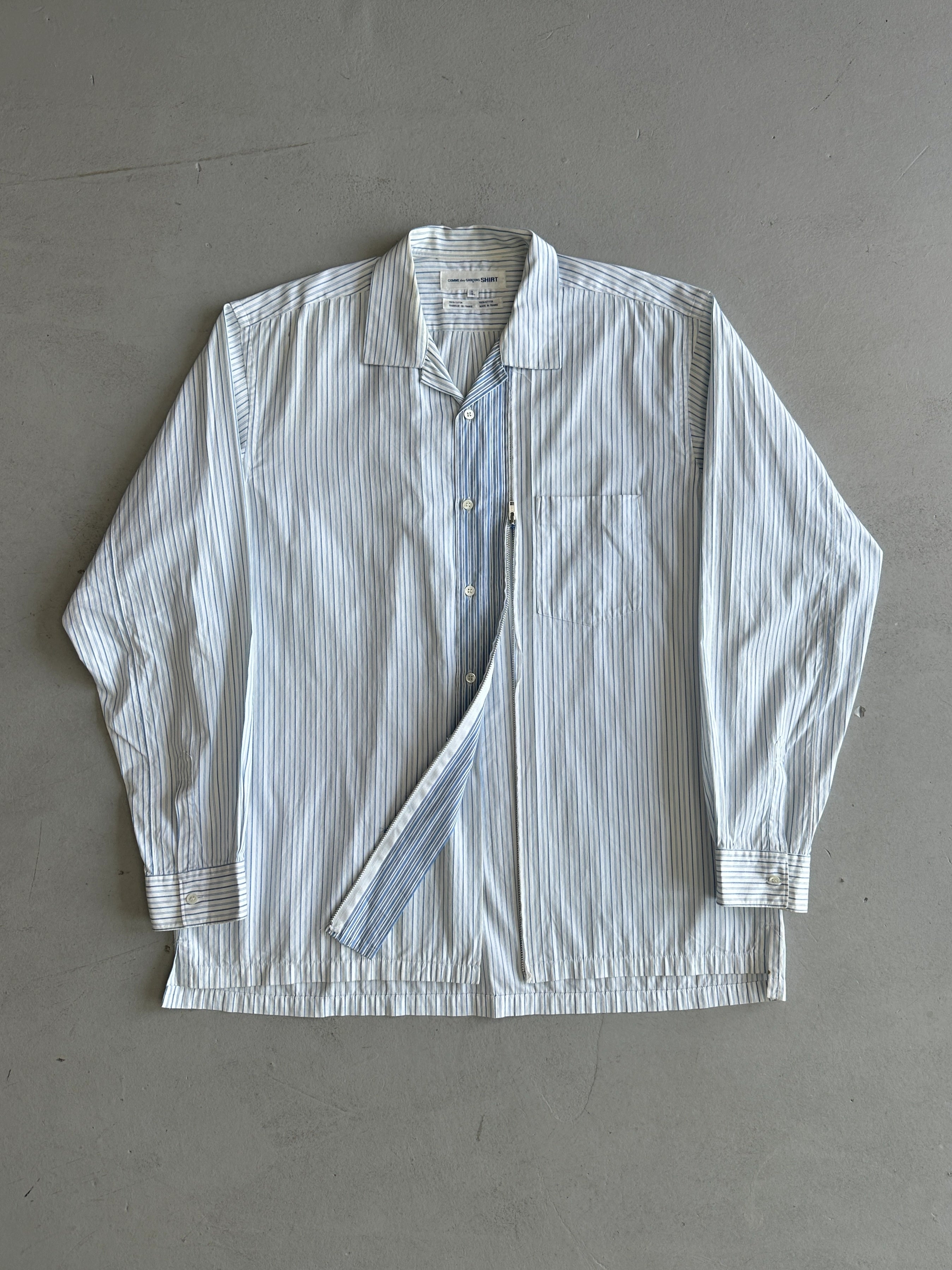 COMME DES GARÇONS - F/W 2009 OVERSIZED STRIPED SHIRT WITH ZIP CONTRASTING PANEL