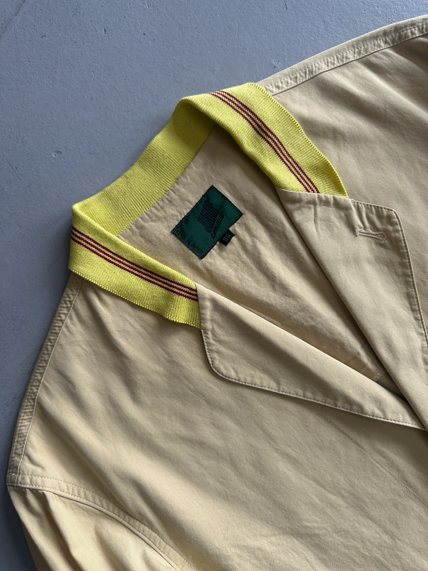 JEAN PAUL GAULTIER JUNIOR - “RAP'SODY IN BLUE” S/S 1990 BONDAGE COTTON BLAZER