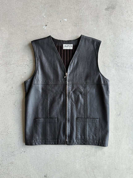 1990s PANELED LEATHER VEST GILET