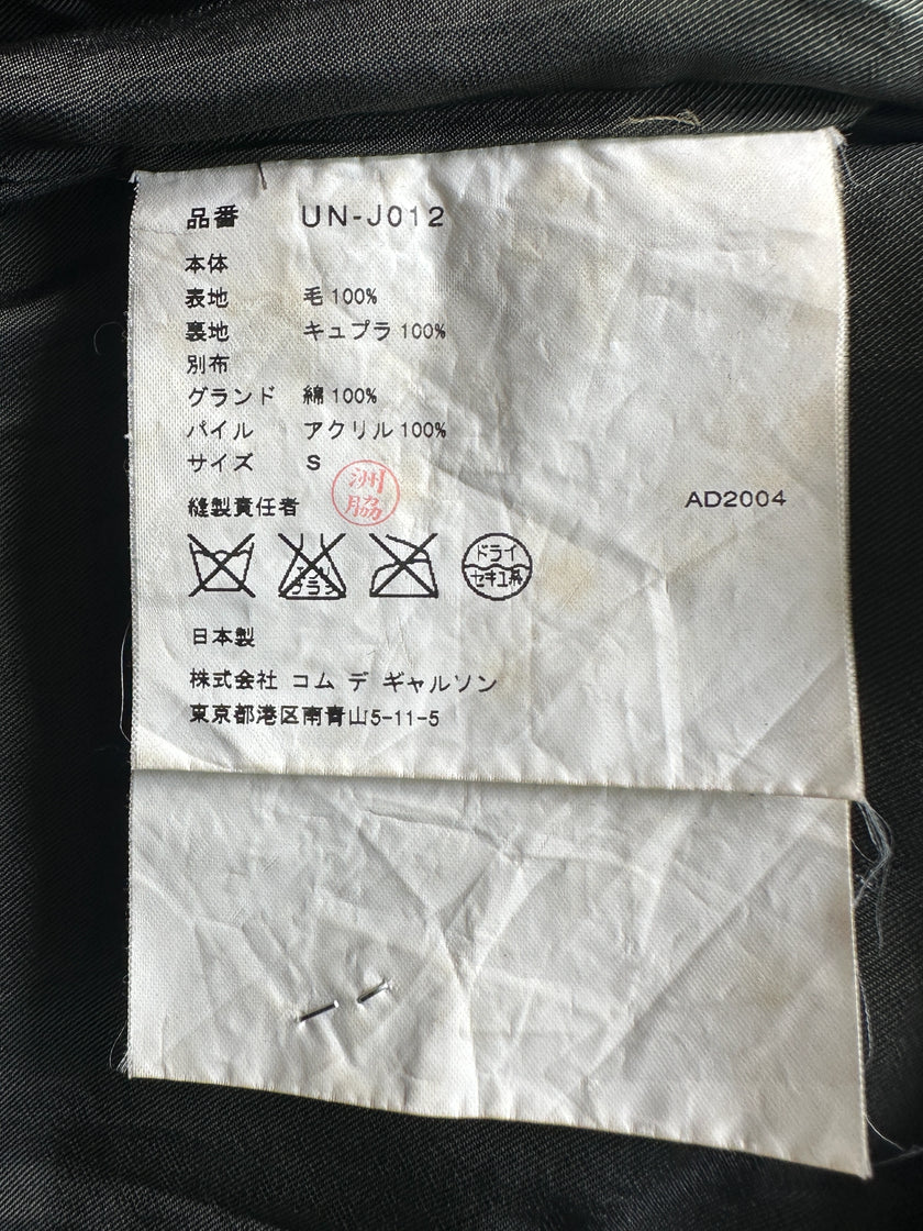 JUNYA WATANABE COMME DES GARÇONS MAN - A/W 2004 FUR COLLAR TWEED BLAZER WITH OVERSIZED BUTTONS