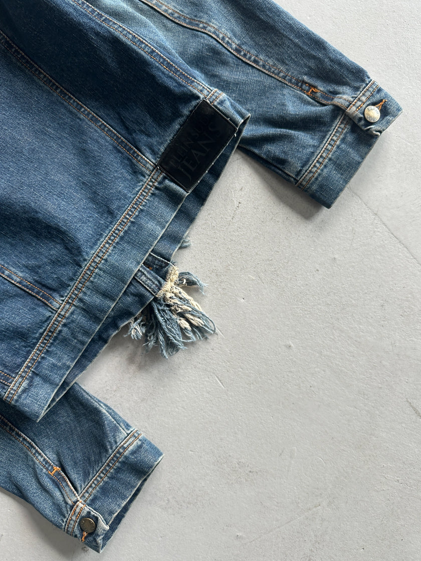 PLEIN SUD - 1990s FRAYED RUFFLES FRONT DENIM JACKET