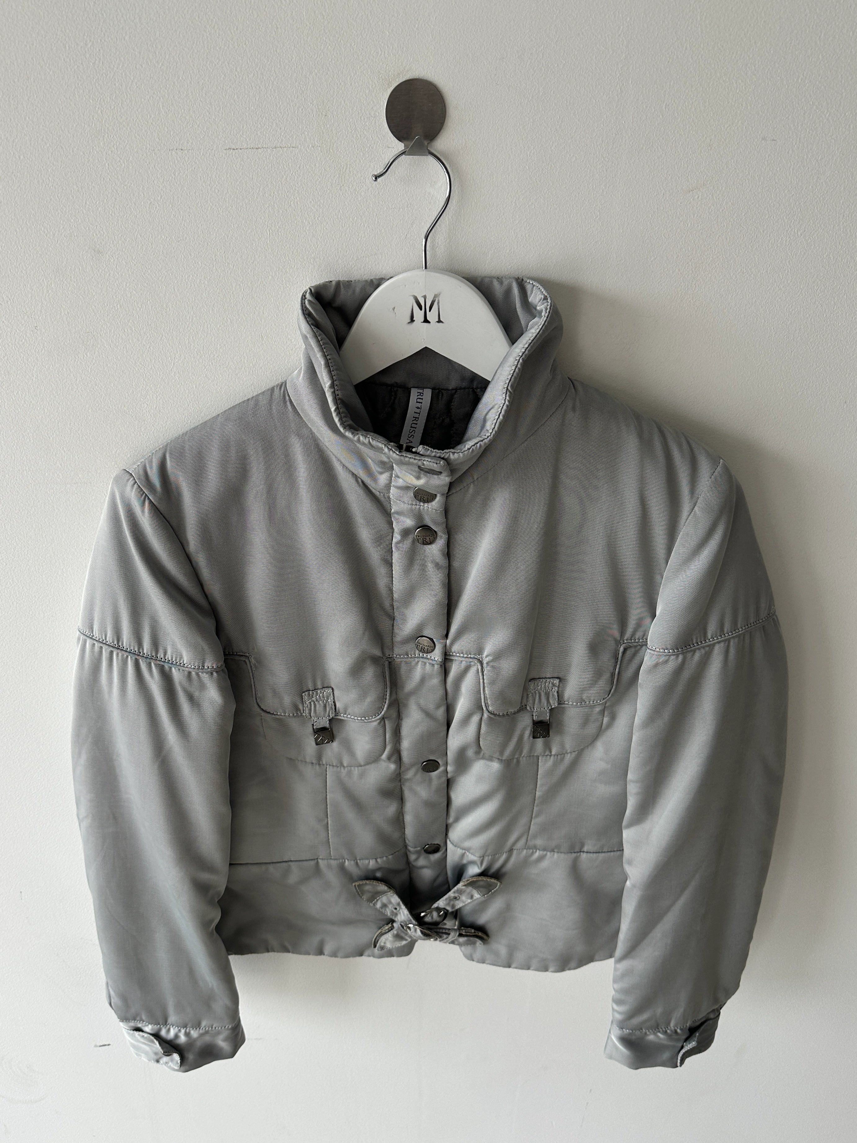 TRUSSARDI - early 2000s CROP FIT JACKET WITH CROSS STRAP DETAILS