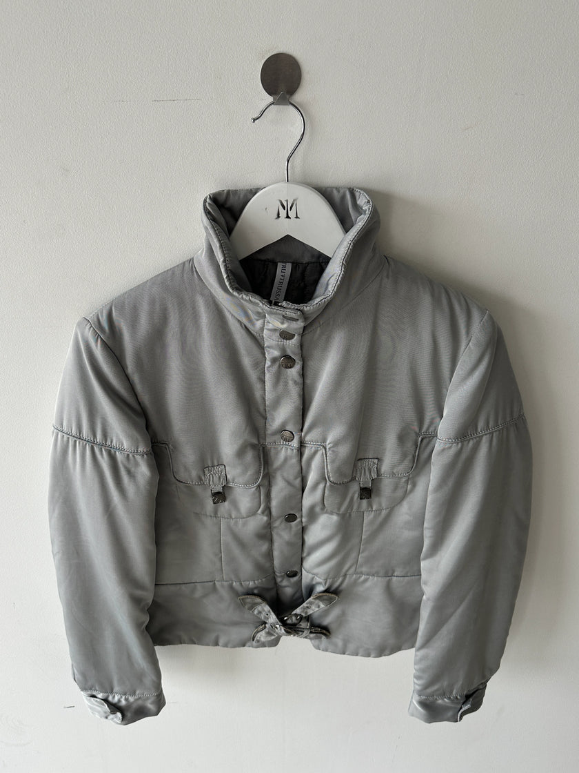 TRUSSARDI - early 2000s CROP FIT JACKET WITH CROSS STRAP DETAILS
