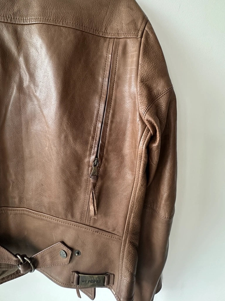 GIANFRANCO FERRÉ - early 2000s ASYMMETRICAL FRONT LEATHER BIKER JACKET